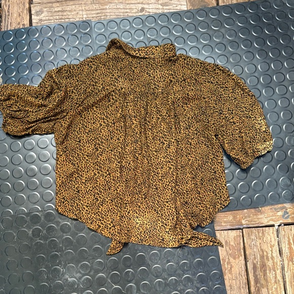 Free People Animal Print Blouse - Black and Tan - Picture 3 of 5